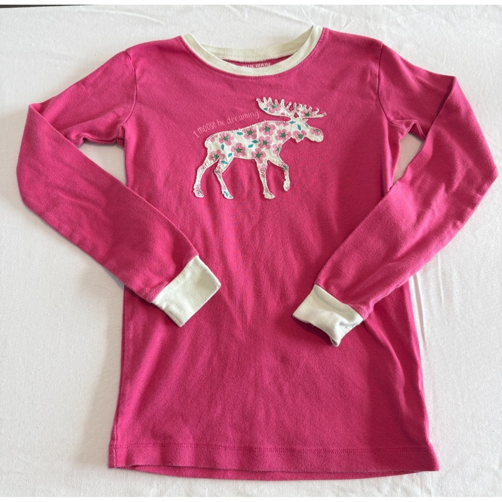 Little Blue House‎ I Moose Be Dreaming Embroidered Pajama Top Girls Size 10 Pink